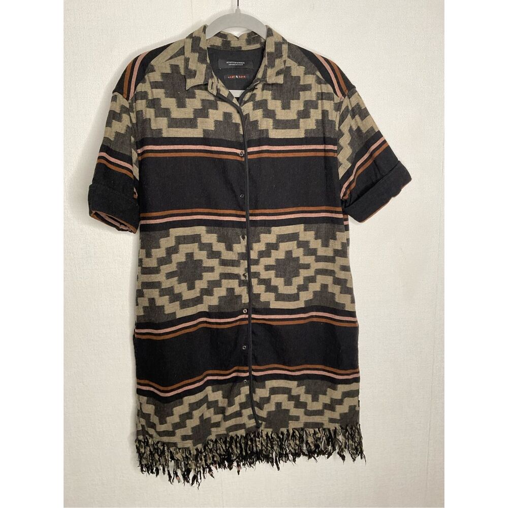 Scotch and & Soda Shirt Dress Womens Medium‎ Southwestern Fringe Jacket Duster M